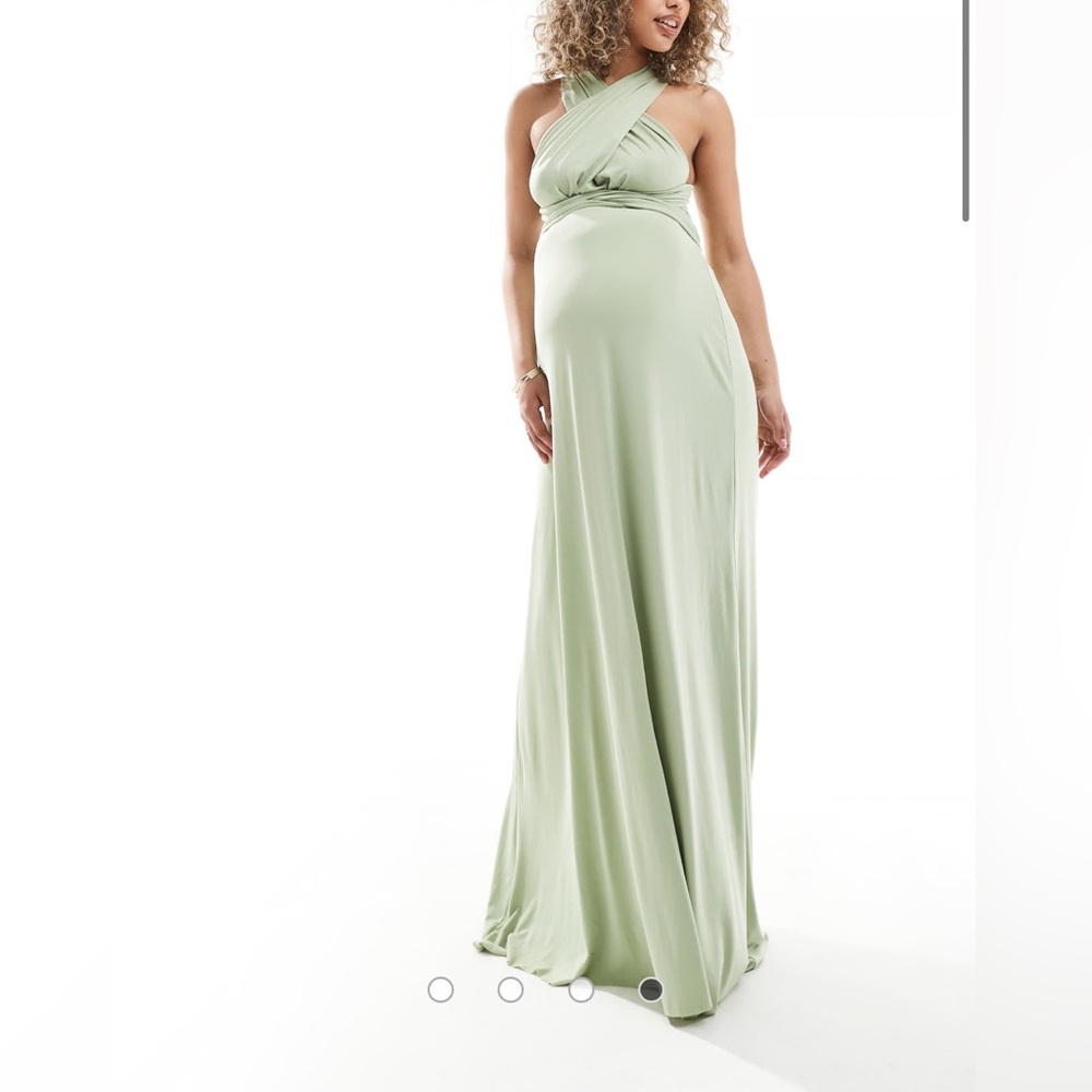 TFNC Bridesmaids Maternity multiway maxi dress in sage